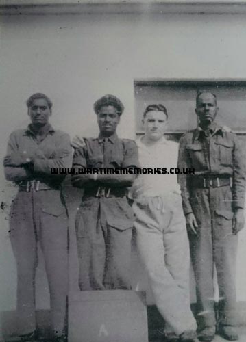 Paddy Butler with Gurkha friends at Kure Japan, 1946